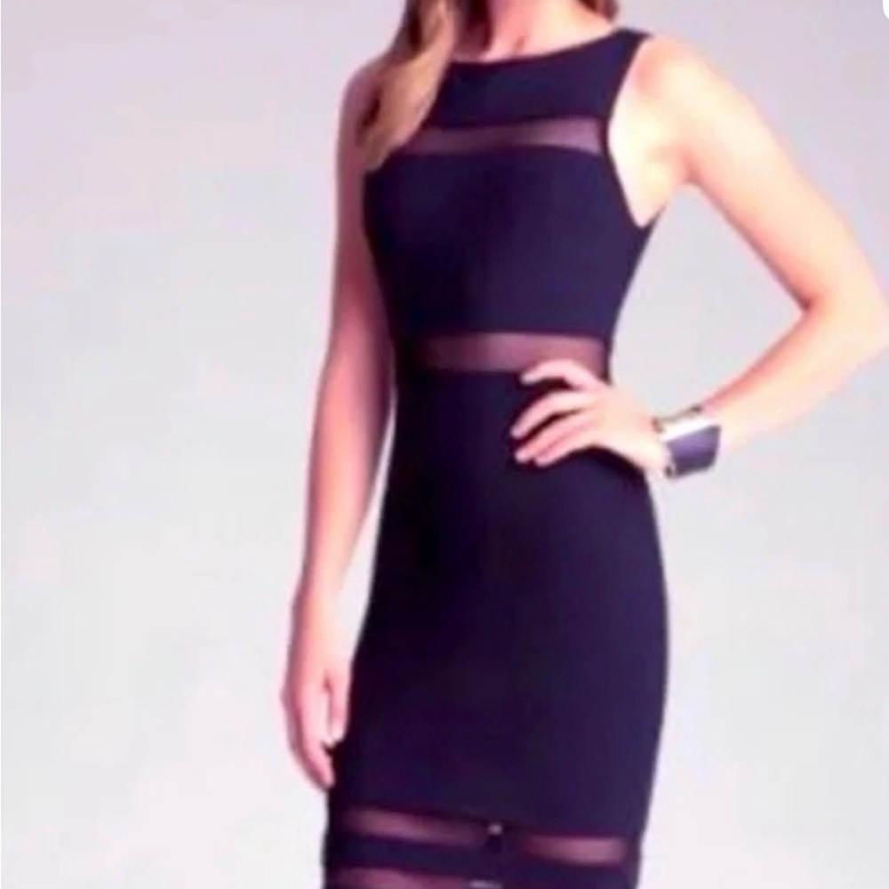 bebe Hot Pink Sheer Panel Mini Dress